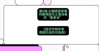 第8节：【大棚蔬菜草莓】闷棚清园与土壤消毒的&ldquo;桑拿浴&rdquo;，课程：《经济作物冬季清园&middot;实战防坑指南》#识农AI