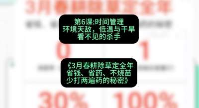 第6节：时间管理环境天敌，低温与干旱&mdash;&mdash;看不见的杀手，课程：《3月春耕除草定全年：省钱、省药、不烧苗、少打两遍药的秘密》